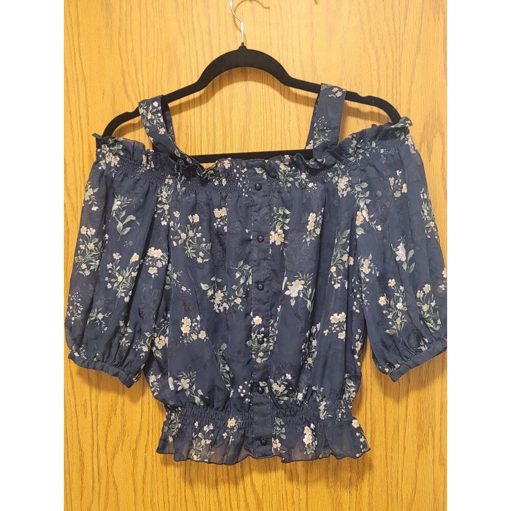 Majestic Legon Womens Off Shoulder Floral Blouse,Size S